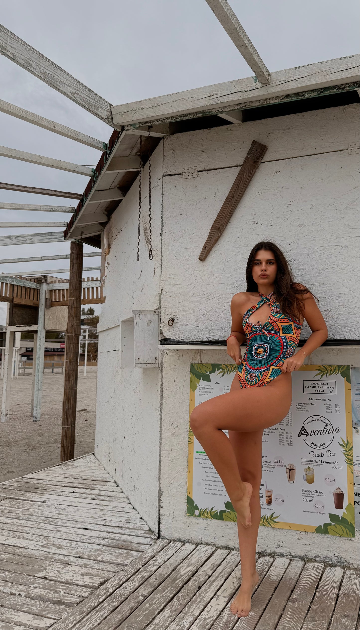 Zuri -Tribal Print Halter One-Piece Swimsuit