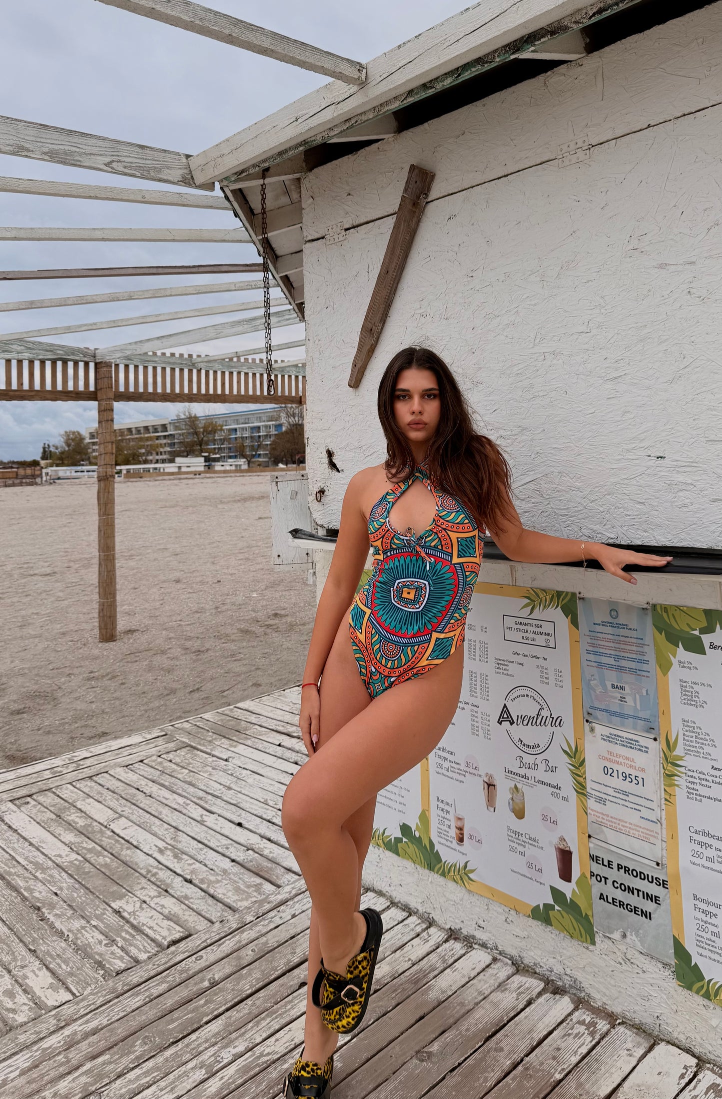 Zuri -Tribal Print Halter One-Piece Swimsuit
